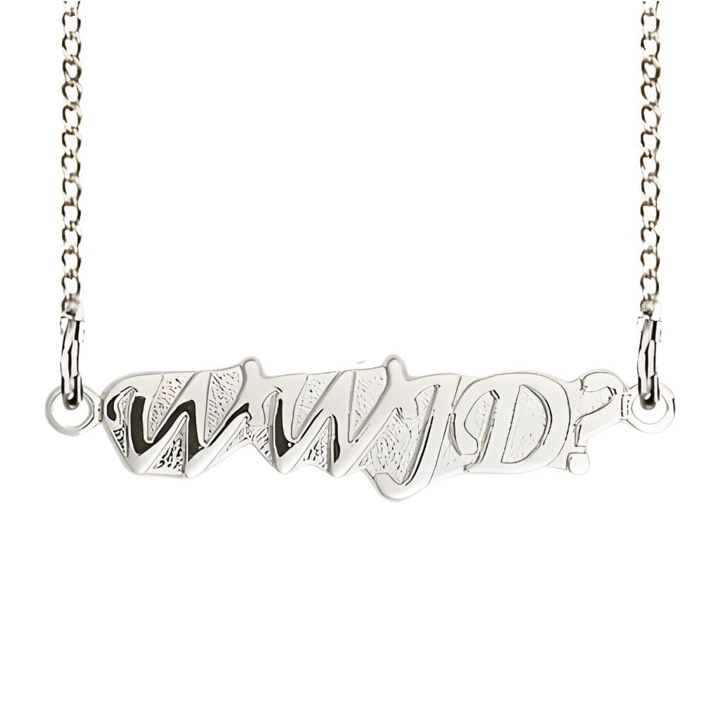 Bliss WWJD Design Medal Sterling Silver Medal with Sterling Chain, Measures 3/8-inch tall by 3/8-inch wide