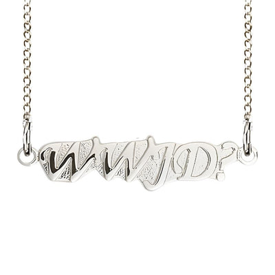 WWJD Design Medal Sterling Silver Medal with Sterling Chain, Measures 3/8-inch tall by 3/8-inch wide, Bliss Manufacturing