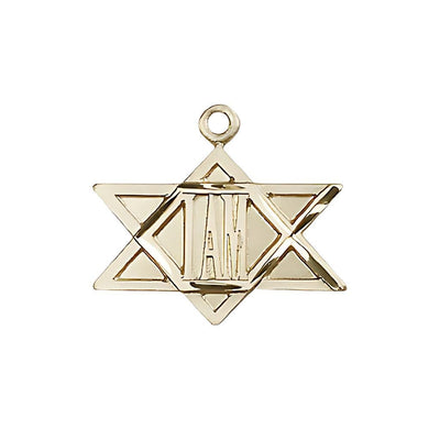 14kt Gold I Am / Star of David Medal, 3/4-inch tall by 3/4 - inch wide, Bliss Manufacturing