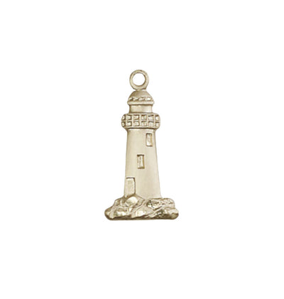Christian Lighthouse Pendant 14kt Gold Medal Jewelry, Bliss Manufacturing