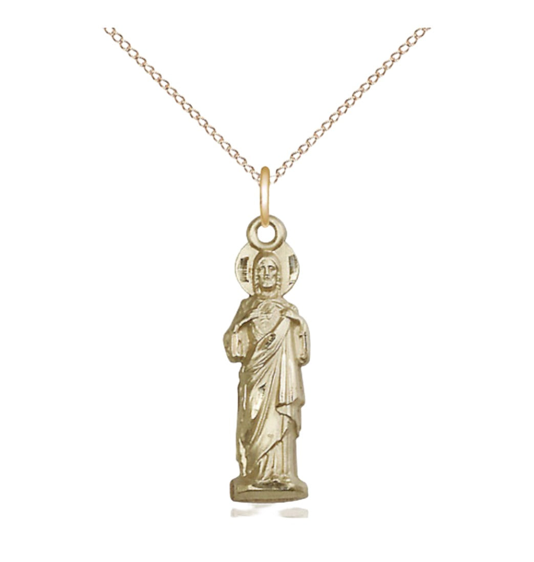 Bliss 14kt Gold Filled Sacred Heart Pendant on a 18 inch Gold Filled Light Curb Chain,