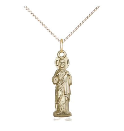 14kt Gold Filled Sacred Heart Pendant on a 18 inch Gold Filled Light Curb Chain, Bliss Manufacturing