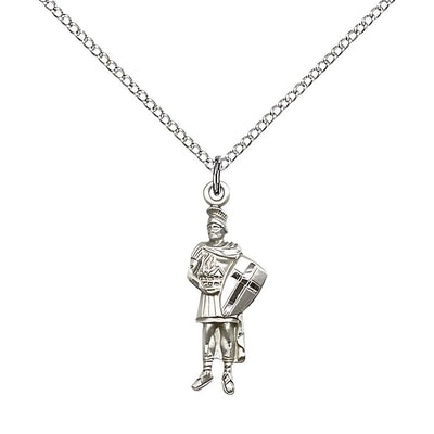 St. Florian Figure Sterling Silver Pendant with Sterling Chain, Medal Measures 1-inch tall by 3/8-inch wide, Bliss Manufacturing