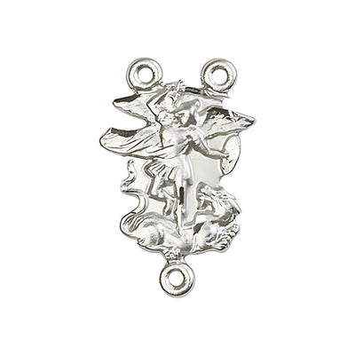 St. Michael with the Dragon Rosary Centerpiece, pewter / sterling silver / gold-filled, Bliss Manufacturing