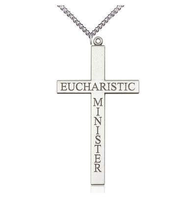 Sterling Silver Eucharistic Minister Cross Pendant on a Sterling Silver Heavy Curb Chain, Bliss Manufacturing