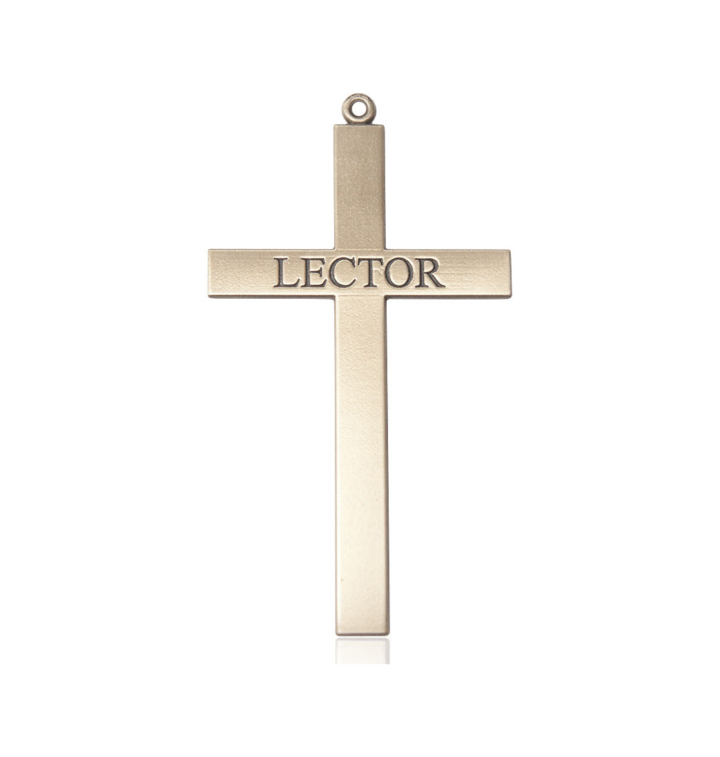 Bliss Large Church Lector Cross Pendant 14kt Gold Medal