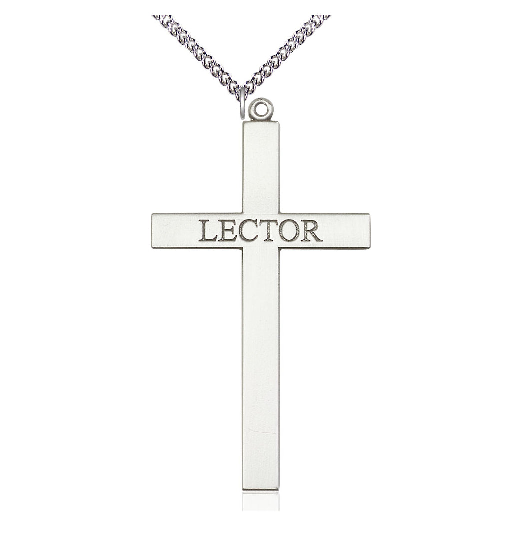 Bliss Sterling Silver Lector Cross Pendant on a Sterling Silver Heavy Curb Chain,