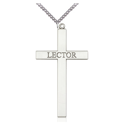 Sterling Silver Lector Cross Pendant on a Sterling Silver Heavy Curb Chain, Bliss Manufacturing