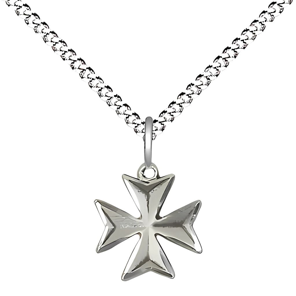 Bliss Small Maltese Cross Medal Necklace | Silver or Gold