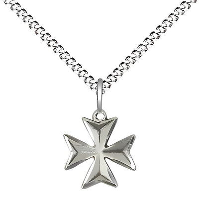 Small Maltese Cross Medal Necklace, gold-filled / 14kt gold, Bliss Manufacturing
