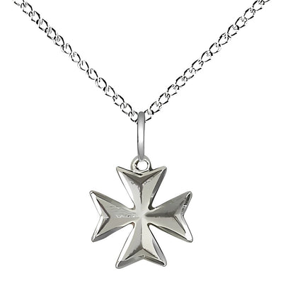 Small Maltese Cross Medal Necklace, gold-filled / 14kt gold (view 2), Bliss Manufacturing
