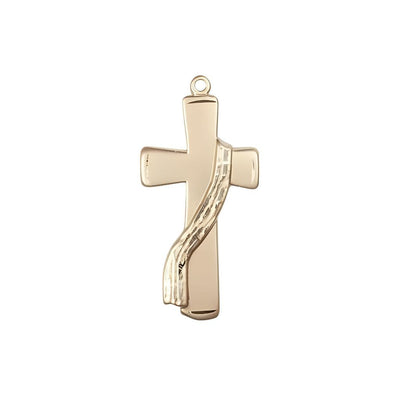 Deacon Church Cross 14kt Gold Pendant, Medal Measures 1 1/8-inch tall by 1/2-inch wide, Bliss Manufacturing