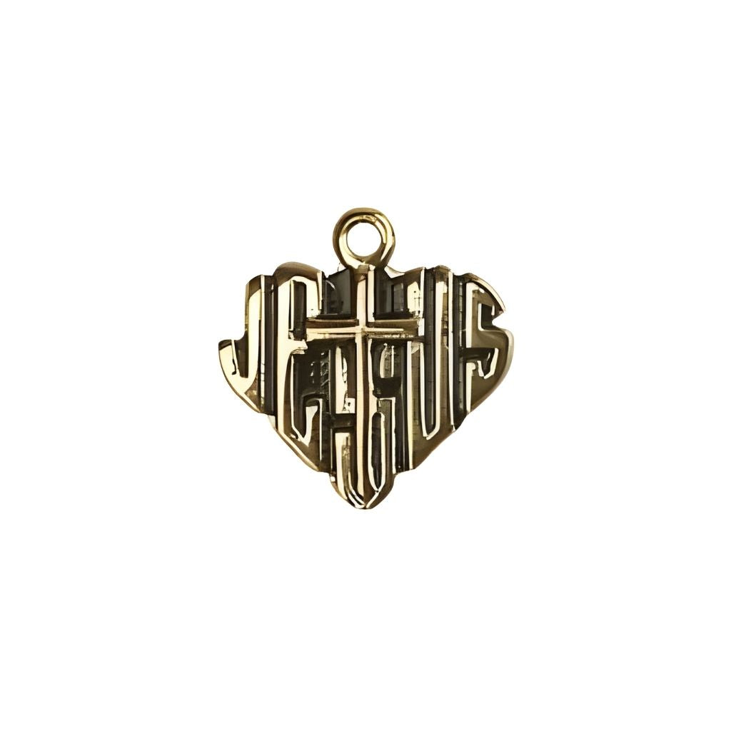 Bliss Heart of Jesus with Cross14kt Gold Medal, Measures 3/8-inch tall by 3/8-inch wide