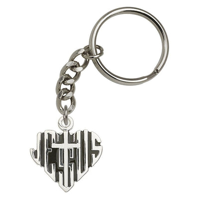 the Heart of Jesus w/Cross Pewter Key Chain, Bliss Manufacturing