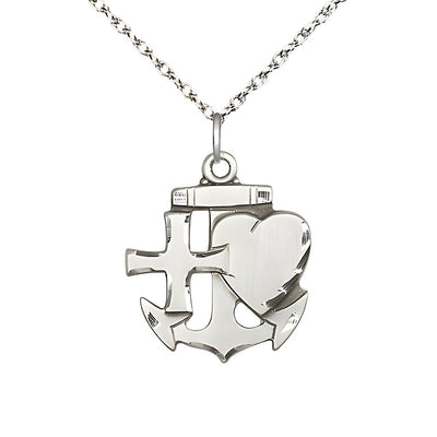 Faith, Hope & Charity Medal Necklace, pewter / gold-filled / 14kt gold (view 3), Bliss Manufacturing