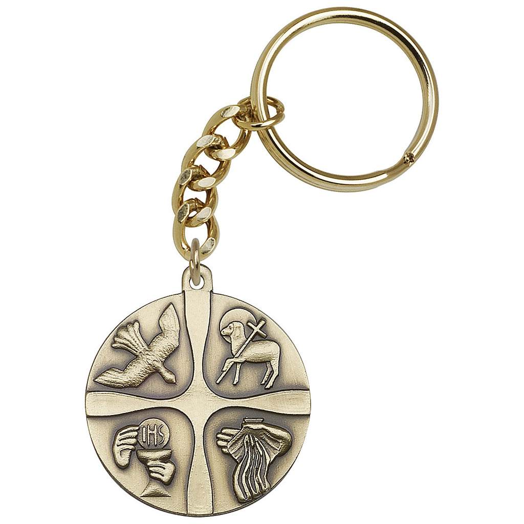 Gold Christian Life - Confirmation, Reconciliation, Communion and Baptism Key Chain