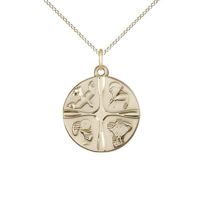 Christian Life Round 14kt Gold-filled Pendant Necklace with 18-inch Gold-filled Chain, Measures 7/8-inch tall by 5/8-inch wide, Bliss Manufacturing