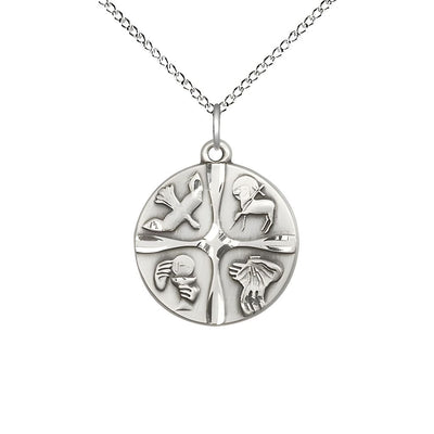 Christian Life Round Sterling Silver Pendant Necklace with 18-inch Sterling Chain, Measures 7/8-inch tall by 5/8-inch wide, Bliss Manufacturing
