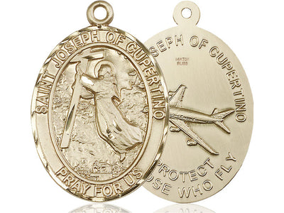 Sterling Silver Saint Joseph Of Cupertino Pendant On A 27 Inch Light Rhodium Heavy Curb Chain, Bliss Manufacturing
