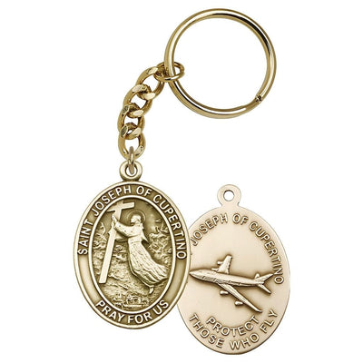 St. Joseph of Cupertino pilot Gold Tone tone with airplane design, Bliss Manufacturing