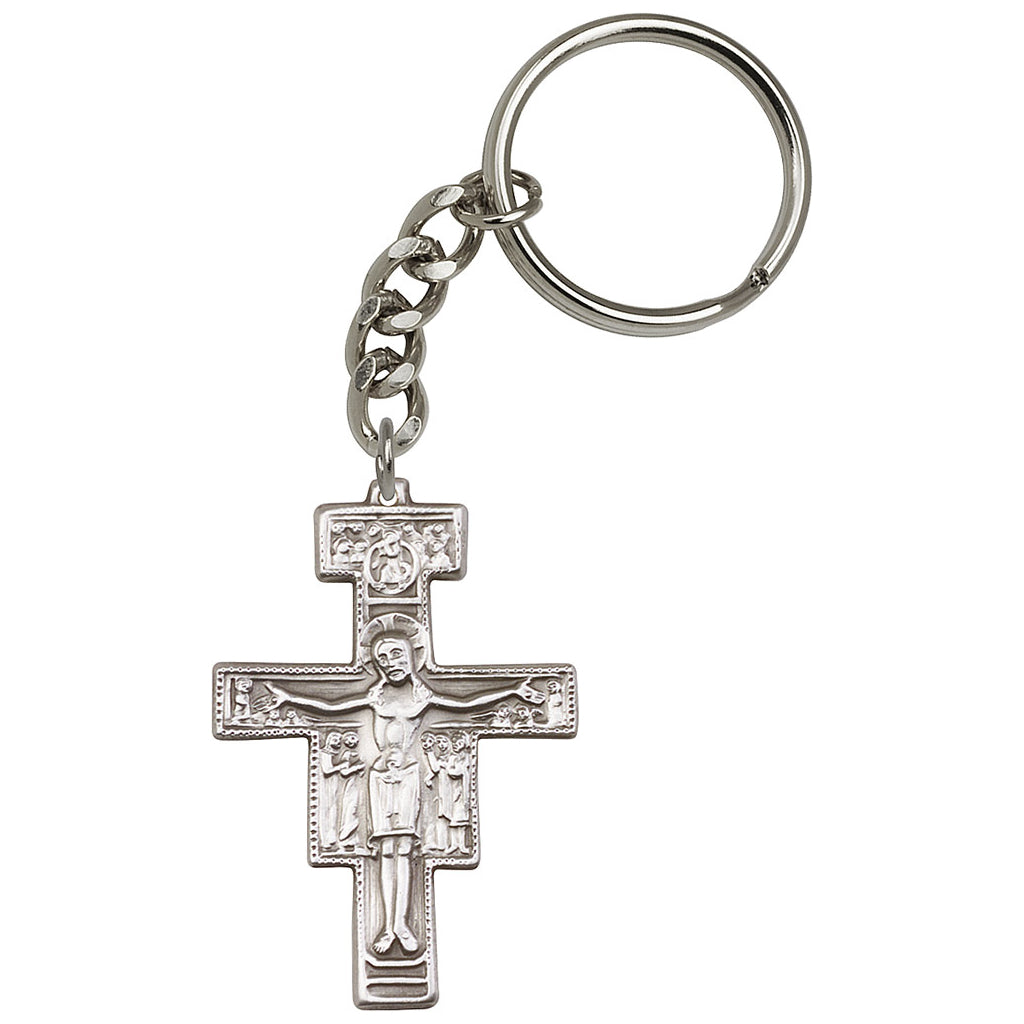 Pewter San Damiano Crucifix Key Chain