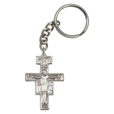 Pewter San Damiano Crucifix Key Chain, Bliss Manufacturing