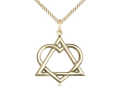 Adoption Heart Triangle Gold-filled Pendant Necklace w/Plated Chain, Bliss Manufacturing