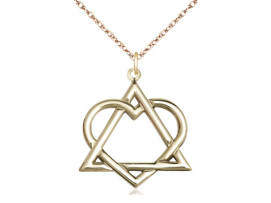 Adoption Heart Triangle Gold-filled Pendant Necklace w/Rope Chain