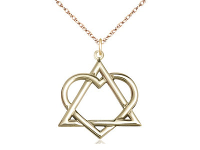 Adoption Heart Triangle Gold-filled Pendant Necklace w/Rope Chain, Bliss Manufacturing