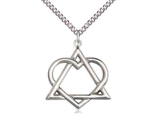 Bliss Adoption Heart Triangle Sterling Silver Pendant Necklace