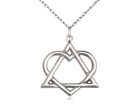 Bliss Adoption Heart Triangle Sterling Silver Pendant Necklace