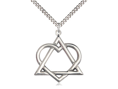 Adoption Heart Triangle Sterling Silver Pendant Necklace, Bliss Manufacturing