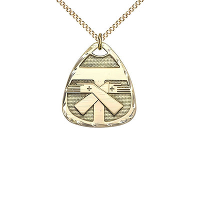 Gold-filled Franciscan Tau Cross Small Medal with gold-plated chain, 3/4-inch tall by 5/8-inch wide, Bliss Manufacturing