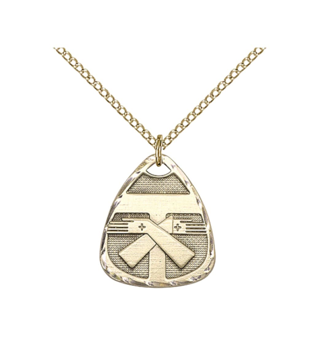 Small Gold-filled Franciscan Tau Cross with Crossed Arms Necklace