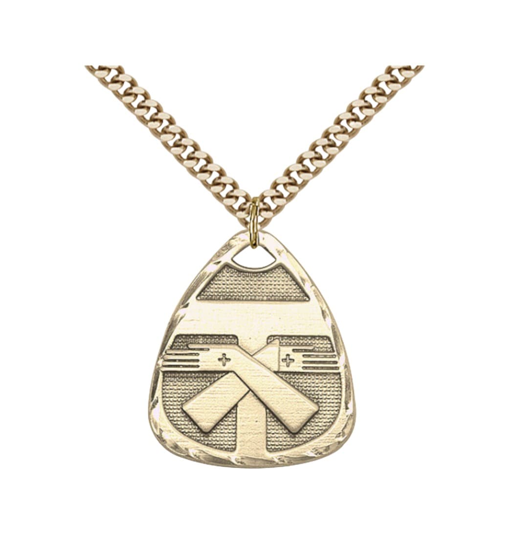 Bliss Large Catholic Franciscan Tau Cross 14kt Gold-filled Pendant w/Chain,