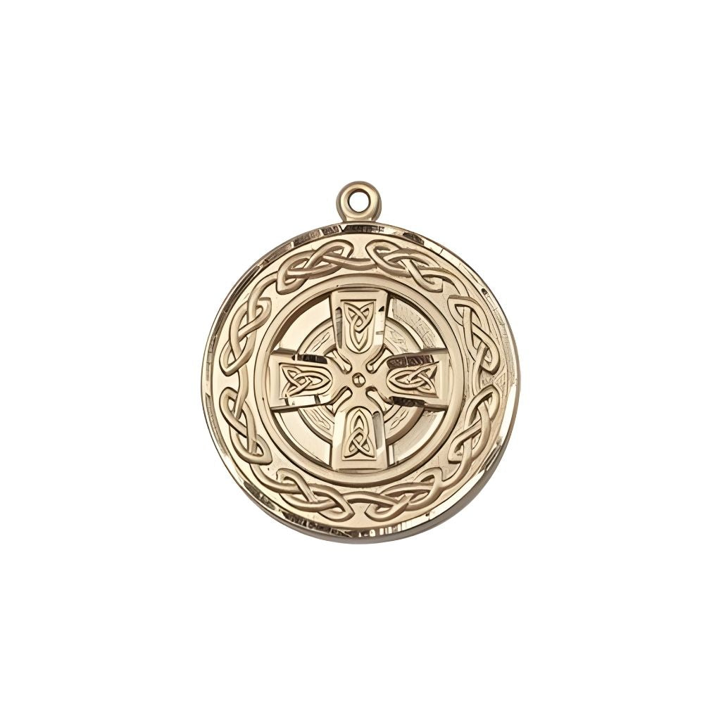 Bliss Irish Communion Cross 14kt Gold Medal, Measures 3/4-inch tall by 5/8-inch wide