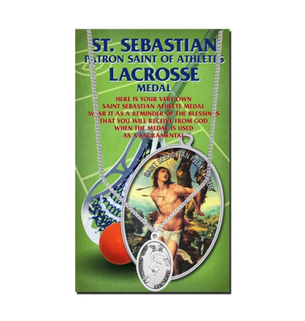 Hirten Oval St Sebastian Men's Lacrosse Medal w/Card,