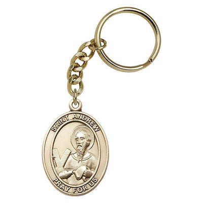 St. Andrew Engravable Oval Gold Tone Key Chain, Measures 1 7/8 x 11/4, Bliss Manufacturing