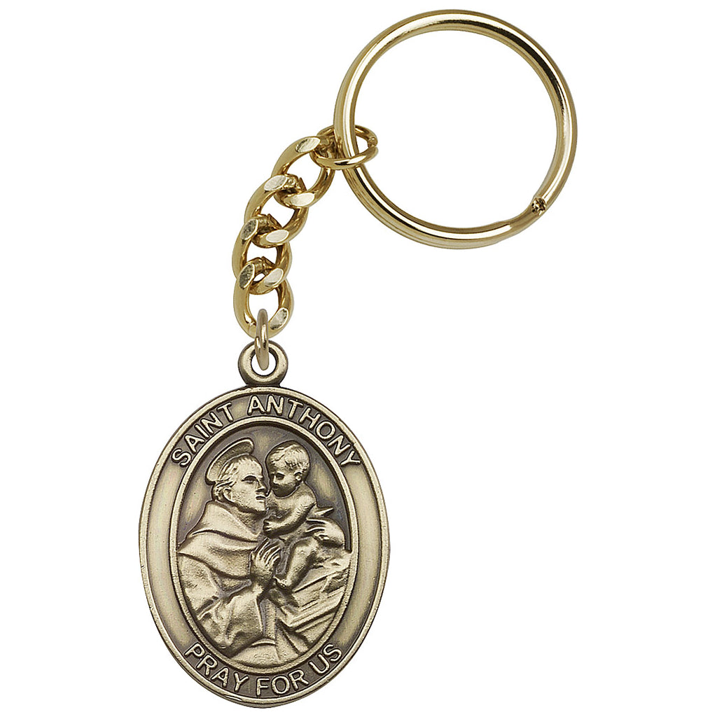 Bliss Manufacturing Engravable St Anthony of Padua Oval Key Chain