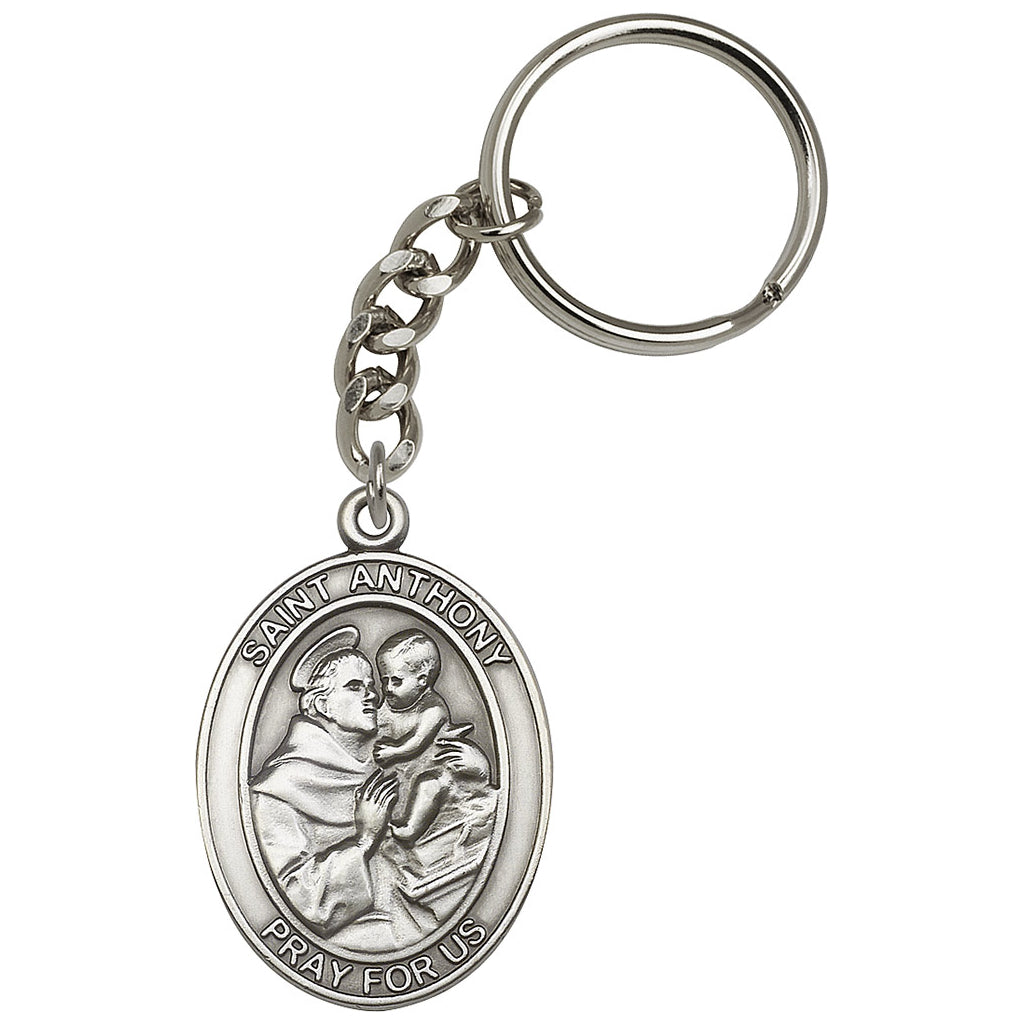 Bliss Manufacturing Engravable St Anthony of Padua Oval Key Chain