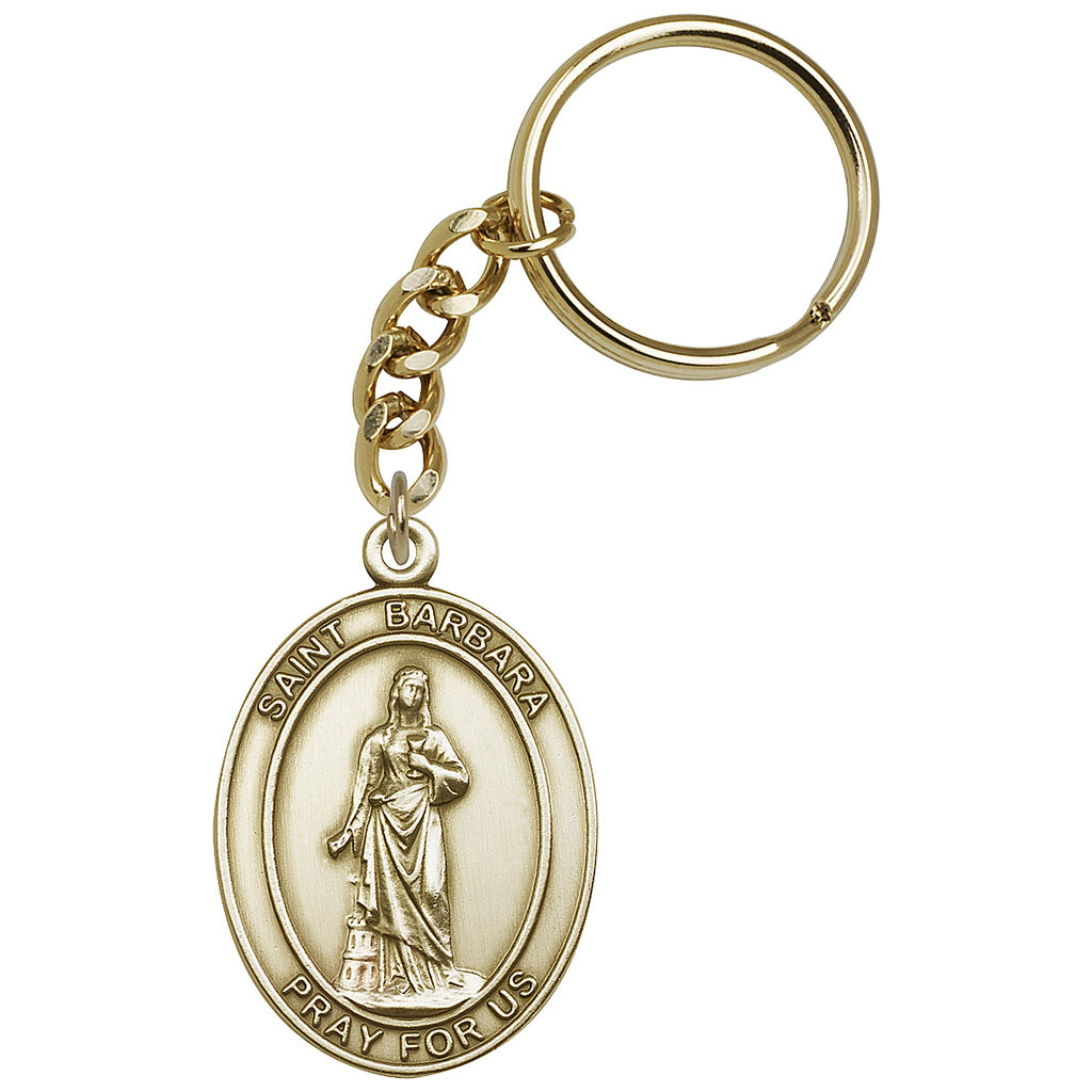 Bliss Manufacturing Engravable Oval St Barbara Key Chain