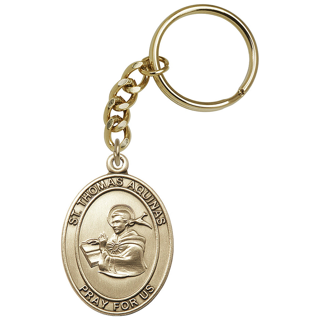 Bliss Manufacturing Oval Engravable St Thomas Aquinas Key Chain