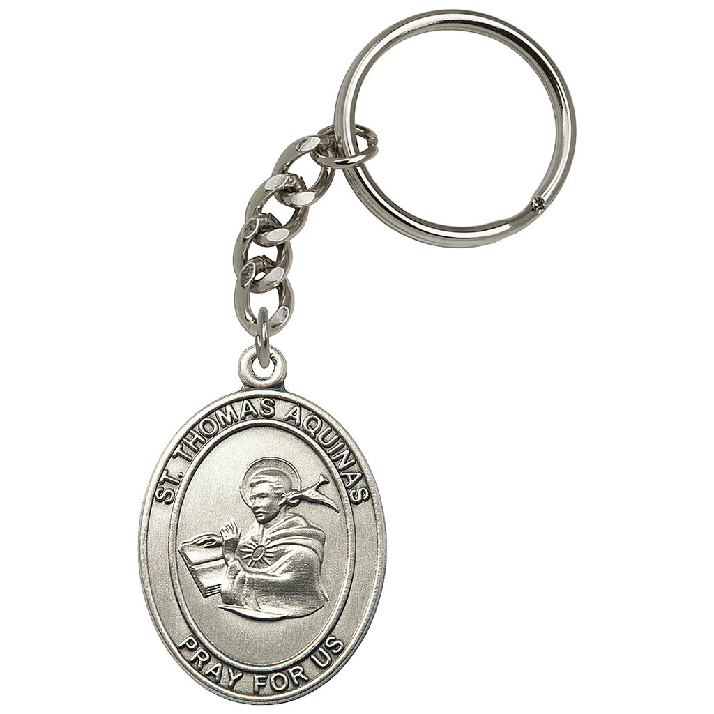 Bliss Manufacturing Oval Engravable St Thomas Aquinas Key Chain