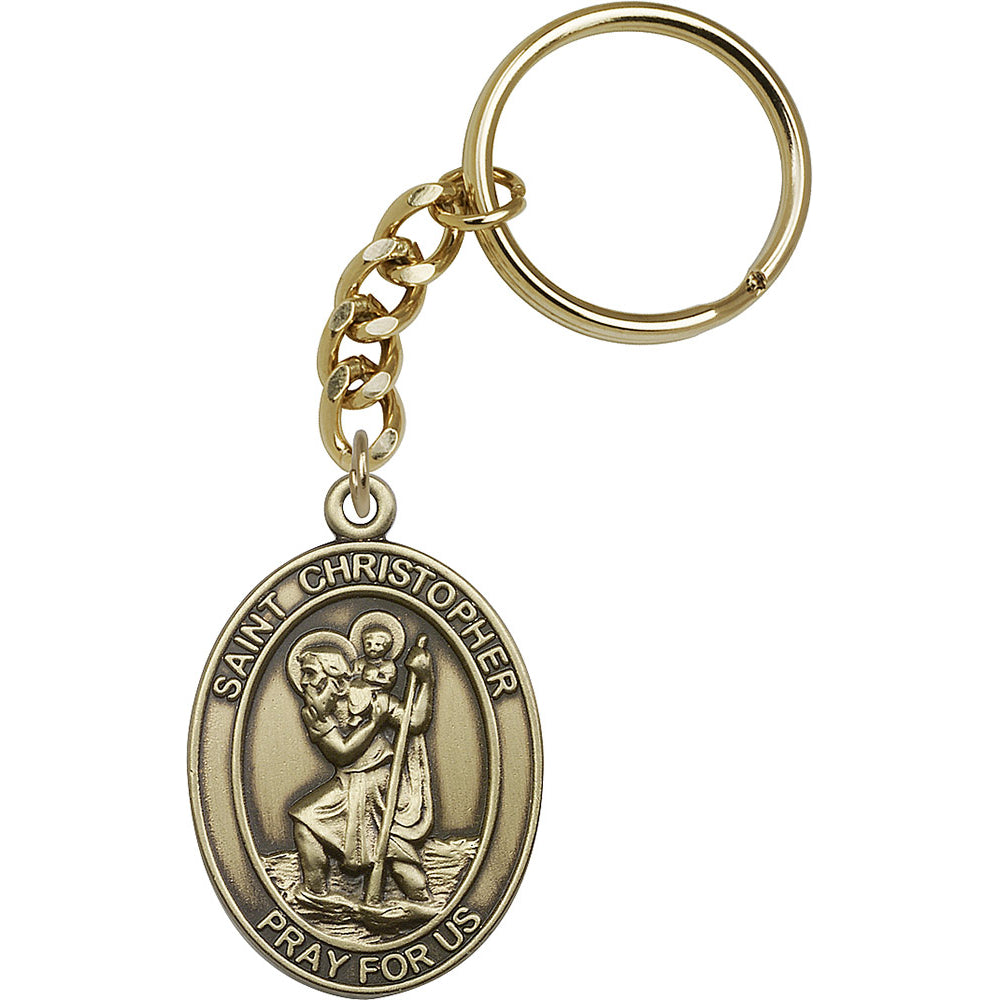 Bliss Manufacturing Engravable Oval St Christopher Key Chain