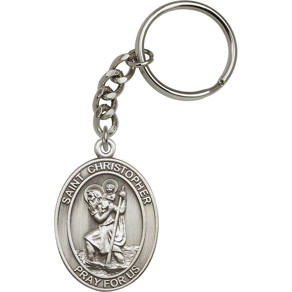 Bliss Manufacturing Engravable Oval St Christopher Key Chain