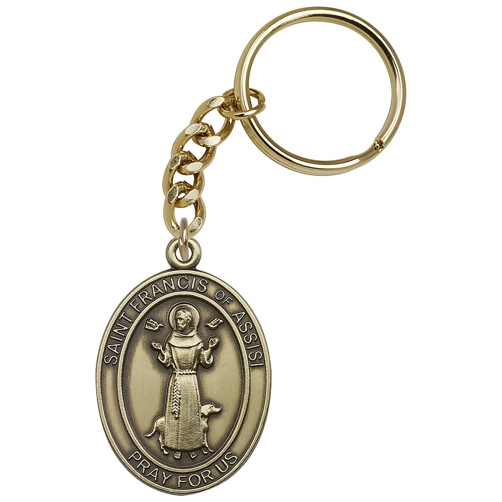 Bliss Manufacturing Engravable Oval St Francis of Assisi Key Chain