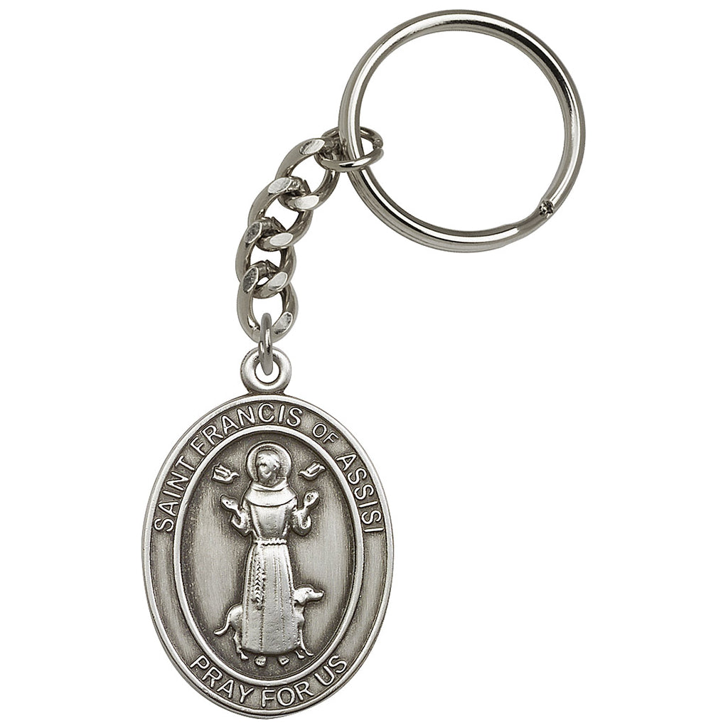 Bliss Manufacturing Engravable Oval St Francis of Assisi Key Chain