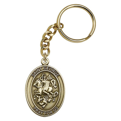 St. George Engravable Oval Gold Tone Key Chain, Measures 1 7/8 x 11/4, Bliss Manufacturing