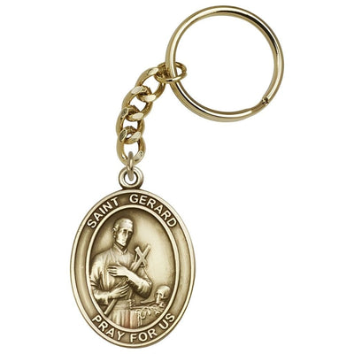 Oval St. Gerard Majella Gold Key Chain, Measures 1 7/8 x 11/4, Bliss Manufacturing
