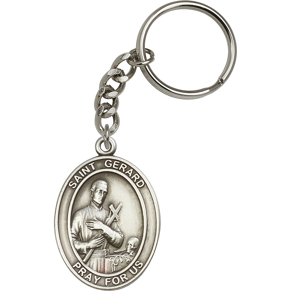 Bliss Manufacturing Oval St Gerard Majella Pewter Key Chain